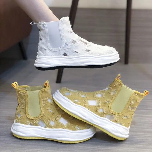 Autumn Korean Women's Martin Boots All-match Platform Dissolving Shoes Student Casual High-top Canvas Shoes