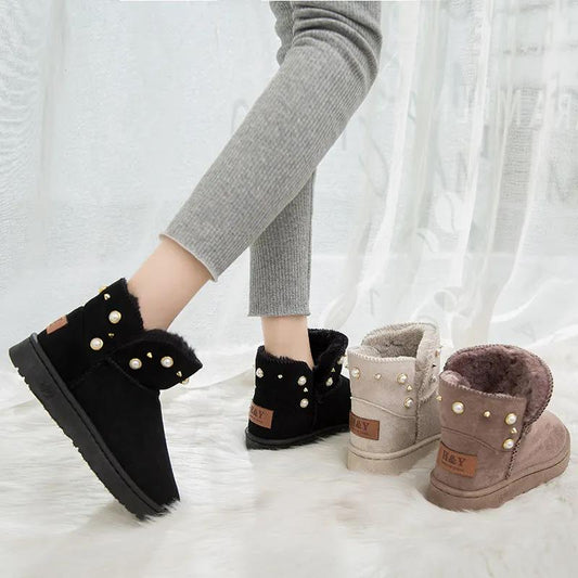 Autumn and Winter Snow Boots Women's Cotton Shoes Wild Korean Short Boots Thick Velvet Boots