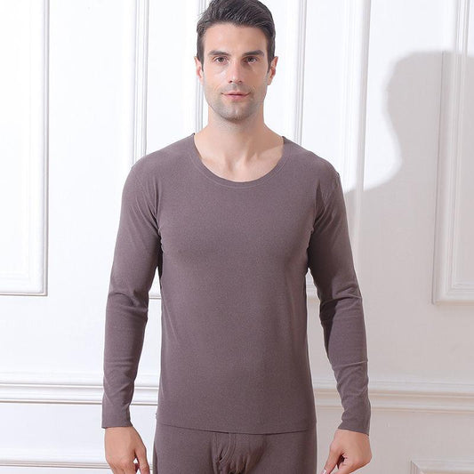 Fever Seamless Warm Long-sleeved T-shirt Men's Autumn and Winter Plus Velvet Padded Round Neck Bottoming Shirt Top