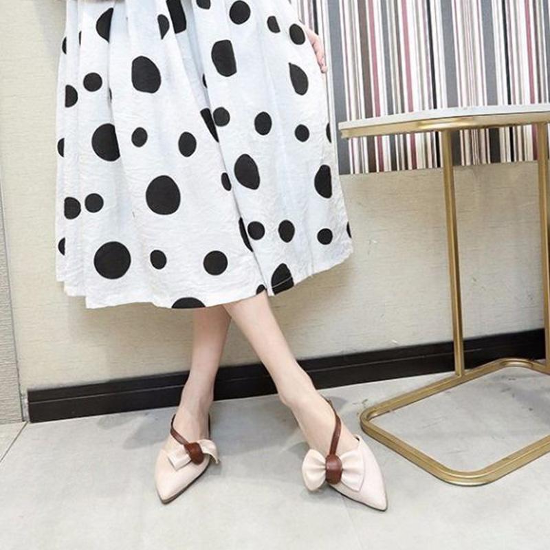 Sandals Female Summer Korean Fashion Fairy Style Bow Students Pointed Flat Bottom Drag