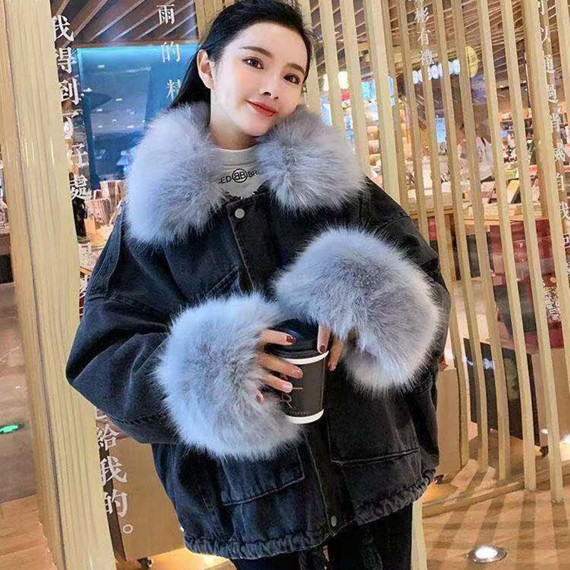 Detachable Plus Velvet Thick Denim Jacket Women Loose and Wild Korean Style To Overcome Tide Ins