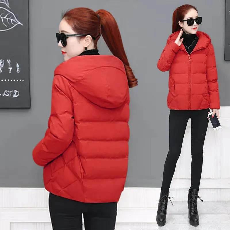 Fashion Increase Autumn and Winter Hooded Padded Jacket Coat Loose and Thin, All-match Lightweight Cotton Jacket Women's Short