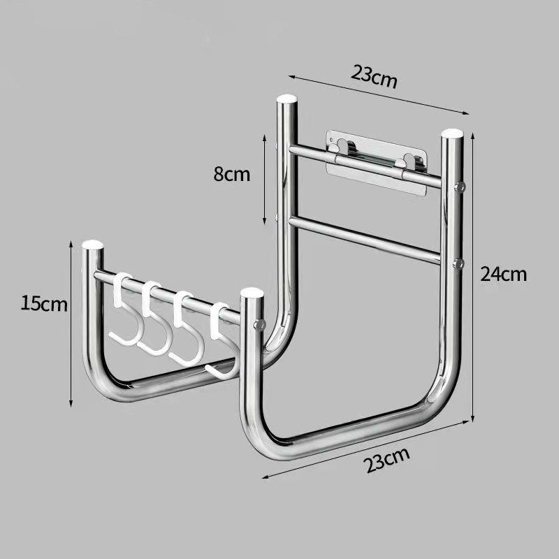 Stainless Steel Bathroom Basin Rack Washbasin Rack Kitchen Cutting Board Pot Cover Rack Basin Storage Rack Nail-free Wall Hanging Rack Basin Rack