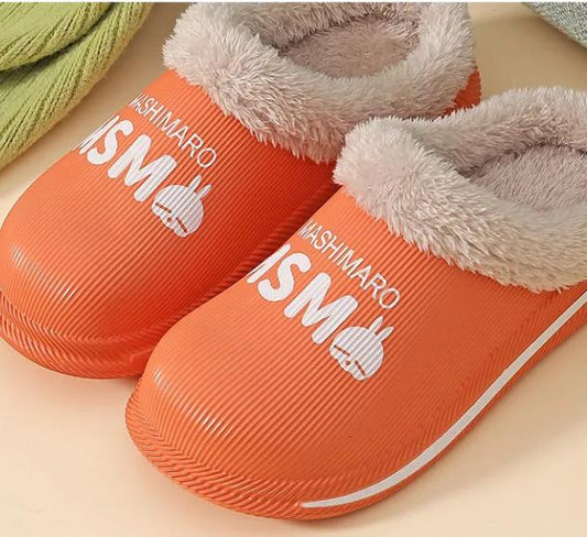 Autumn and Winter Youth Cotton Slippers Indoor Non-slip Soft-soled Shoes Warm Simple Plush Cotton Shoes
