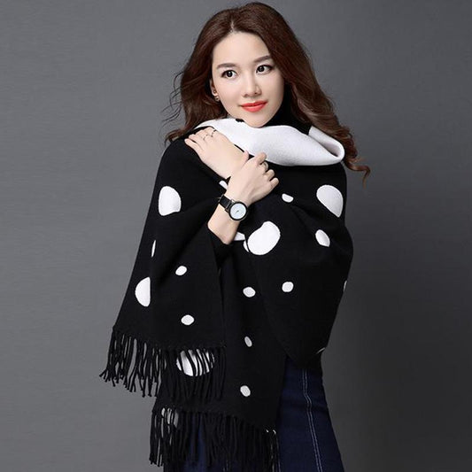 Autumn and Winter Knitted Sweater Mid-length Long-sleeved Color Matching Bat Shirt