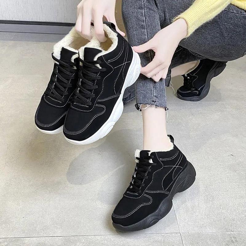 Winter Plus Velvet Padded Women's Shoes Non-slip Wear-resistant Lightweight and Warm Women's Cotton Shoes Padded Sneakers