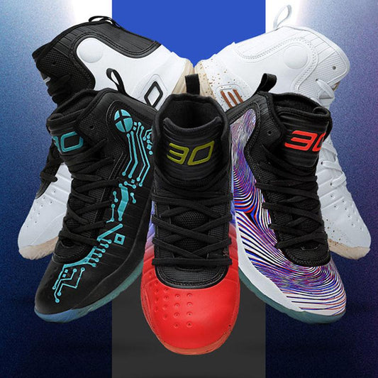 Men Sneakers Running Breathable High-top Basketball Shoes Non-slip Shockproof Lightweight Shoes
