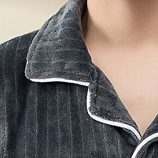 Autumn and Winter Men's Pajamas Thickened Plus Velvet Warm Pajamas Men's Long-sleeved Home Wear Plus Size