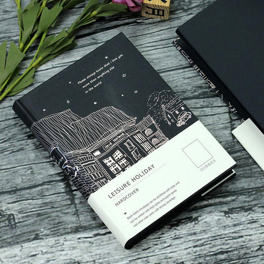 Black Paper Inner Pages Creative Blank Black Card Diary Notebook DIY Hand-painted Hand Book