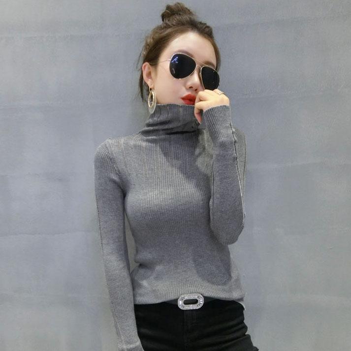 Base Sweater Women's Self-cultivation Pullover Hollow Knit Sweater Women's Long-sleeved Pile Turtleneck Sweater Top