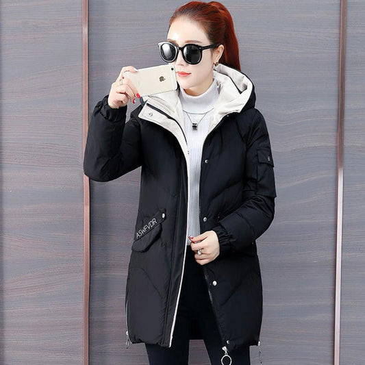 Winter Women's Warm Cotton Jackets Comfortable Women's Mid-length Winter Loose and Thick Warm Down Cotton Down Jackets