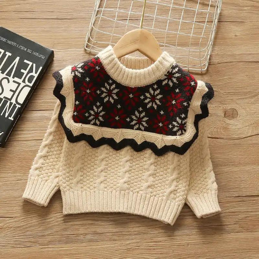 Girls' Sweater Foreign Style Pop Autumn and Winter Clothes Baby Children's Knitted Bottoms Baby Girls' Tops Fashion