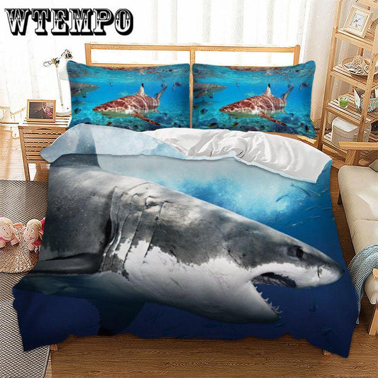 Bedding Set 3D Shark Bedding Sets Duvet Cover Sets 3 Pcs Set Duvet Cover Pillow Case