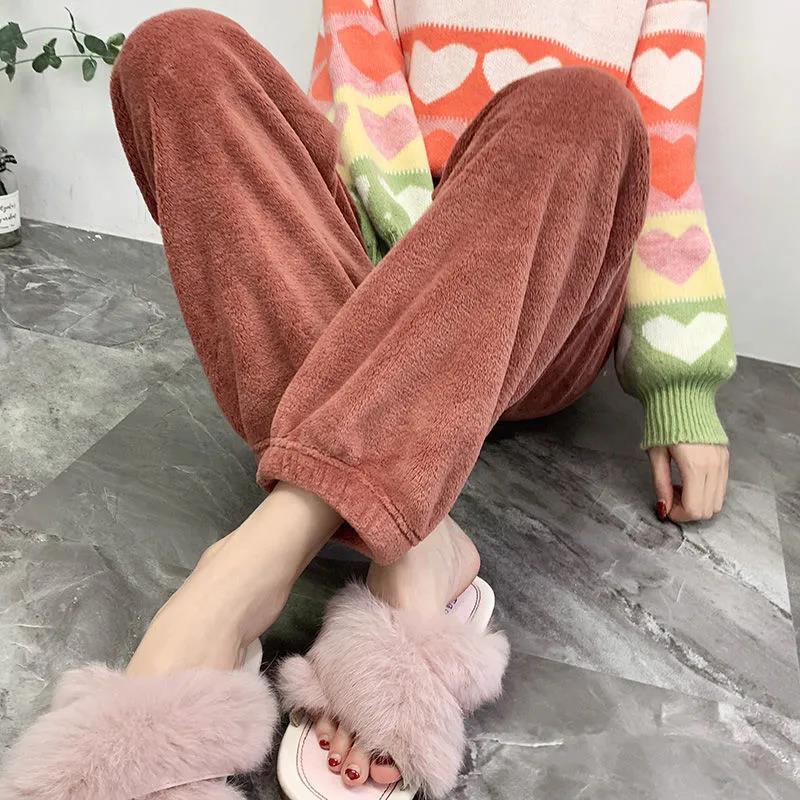 Fairy Warm Pants Coral Fleece Casual Pants Women Winter Warm Pants Lazy Pants Student Sports Pants Women