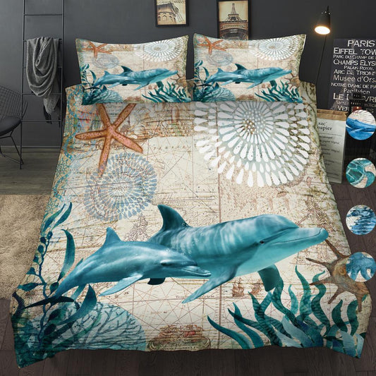 Dolphin Cover Ocean Coverlet Doona Cover Mandala Romantic Soft AU Double, AU King