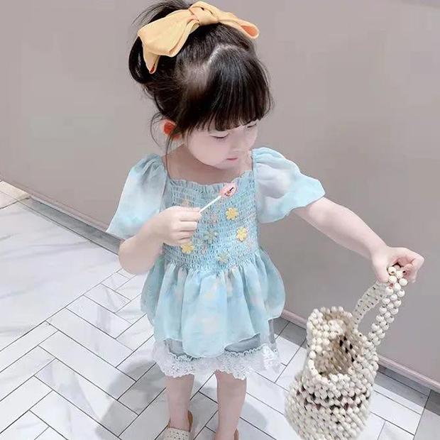 Girls' Summer T-shirts Children's Short-sleeved Western-style Children's Clothes Little Girls Chiffon Shirts