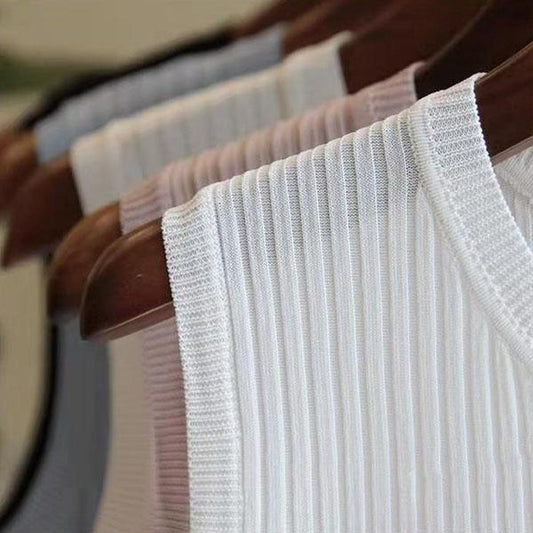 Summer Women Tops Solid Color Blouses Slim Sleeveless Tee Shirt Plus Size White T-Shirt Female Knitted Stretch Top