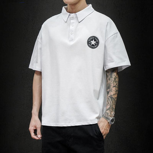 Short-sleeved T-shirt Male Ins Tide Brand Summer Wild Lapel Shirt Loose Youth