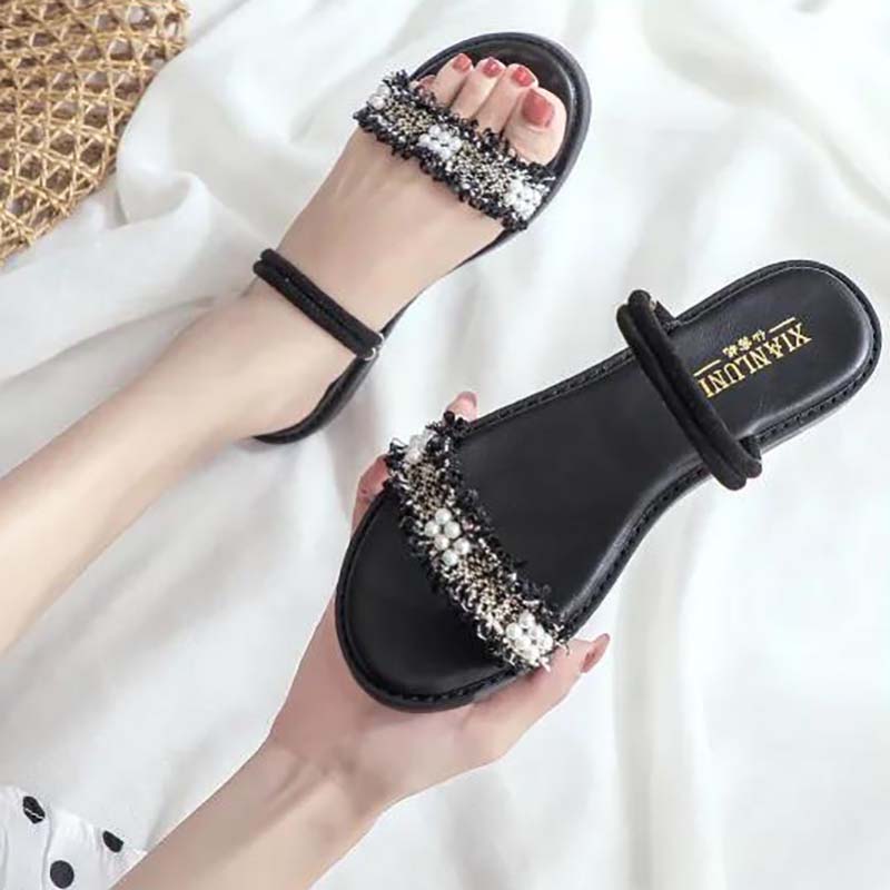 Sandals Female Fairy Summer Students All-match Flat Slippers Two Wear Female Rome Gentle