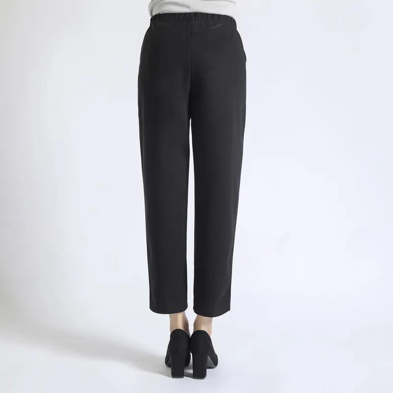Middle-aged and Elderly Spring, Autumn and Winter Models Micro-elastic Elastic High-waist Embroidered Mother Wear Casual Pants Plus Velvet Thickening
