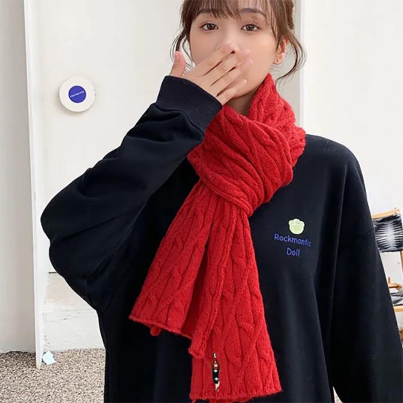 Embroidery Scarf Women Autumn and Winter Korean Knitting Warmth Cute Padded Bib Women All-match