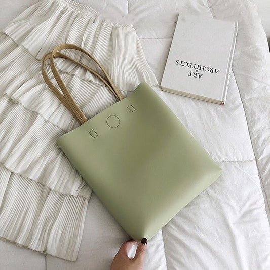 Women Shoulder Bags Casual Handbag Portable PU Leather Large Capacity Soft Surface