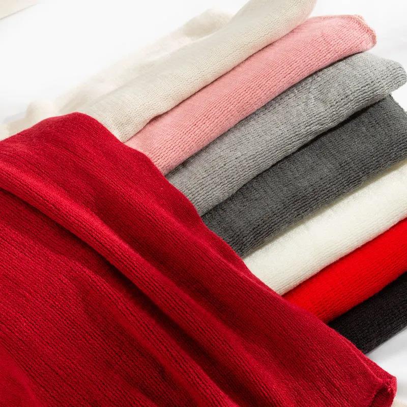 Women's Scarf Winter Thick Warm Double-sided Knitted Scarf Wild Pure Color Imitation Cashmere Scarf Shawl