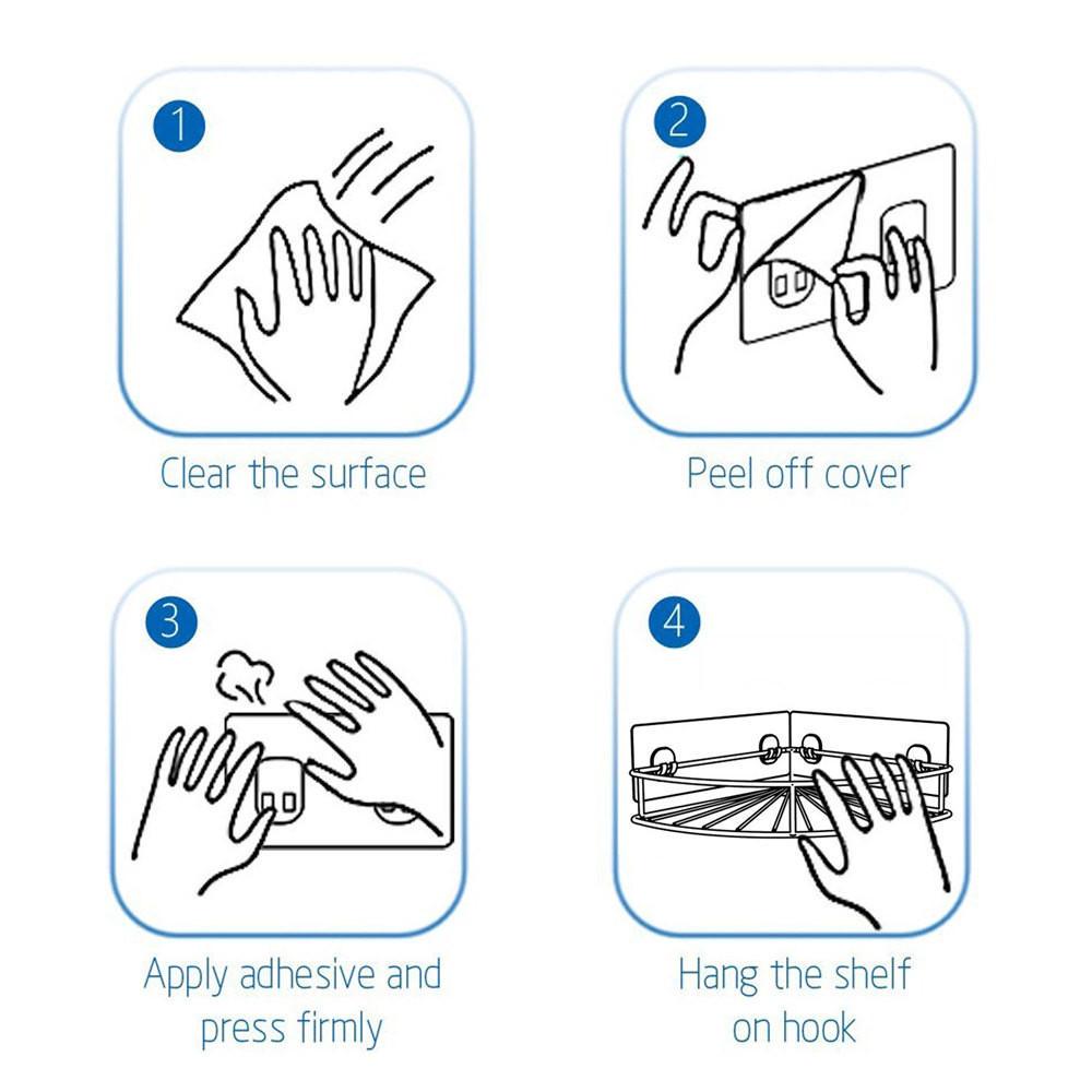 Ic Stainless Steel Adhesive Corner Bathroom Shelf Storage Wall Shelf Organizer