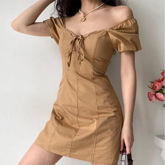 Denim Style Dress French Retro Slim Dress Slim Sexy A-line Skirt