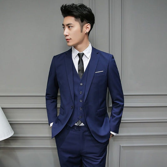 Casual Youth Suit Men's Suit Jacket Trousers Suit Fit Professional Formal Wear