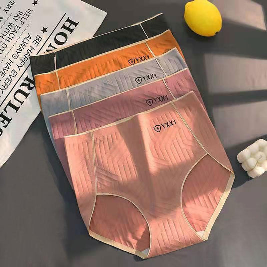 4PCS Women's High-waist Inner Antibacterial Comfortable Sexy Student Korean Version of The Girl's Large Size Belly Buttocks Seamless Briefs