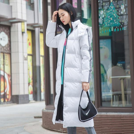 Fashion Trend Women's Down Jacket Autumn and Winter Leisure Loose Thick Warm White Duck Down Wild Long Down Jacket