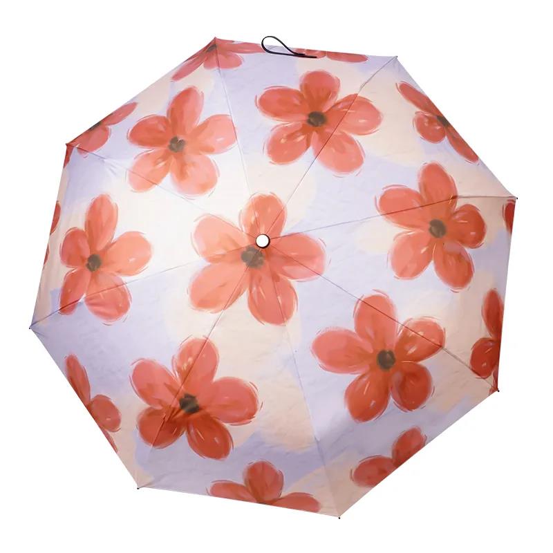 Sun Umbrella UV Protection Sunshade Female Student Korean Version Cute Umbrella Ins Sen Automatic Umbrella Rainy and Sunny