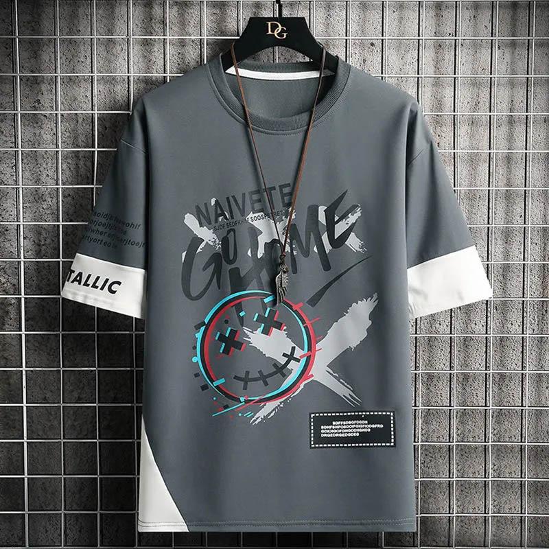 Short-sleeved T-shirt Men's Summer Half-sleeved Men's Ice Silk T-shirt Loose Handsome Short-sleeved Top