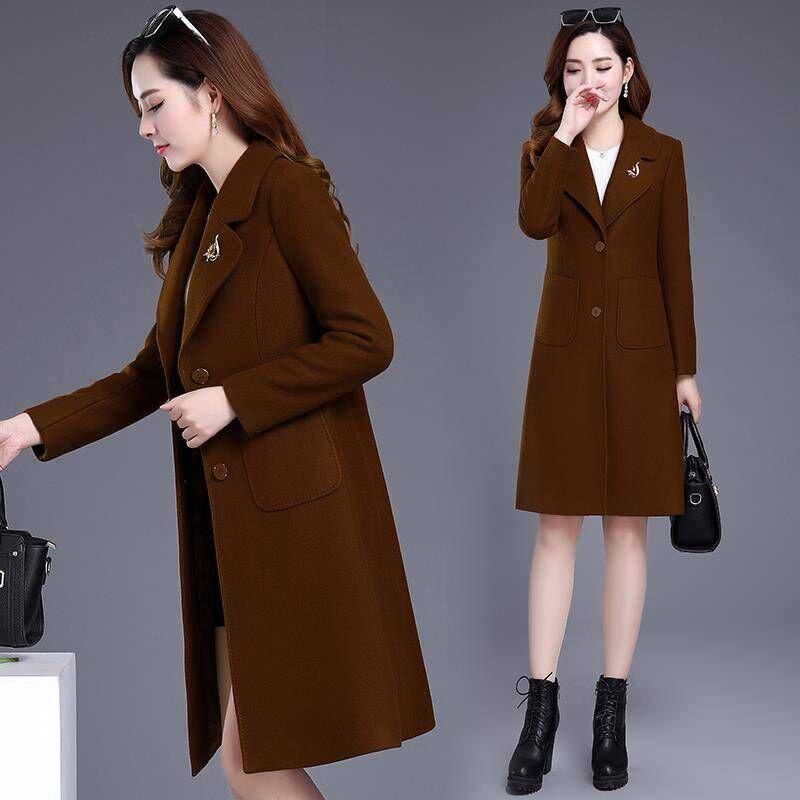 Women Wool Coat 2019 Winter Single Breasted Elegant Female Wool Blends Coat Autumn Jacket Overcoats