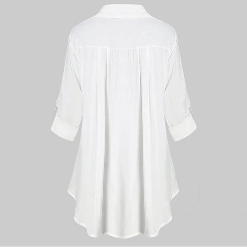 Women Blouse Lace Stitching Collared Long Sleeve Chiffon Loose Blouse Plus Size S-5XL