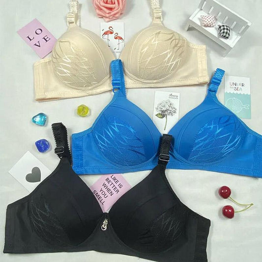 Elegant and Simple Pattern Large Size Rimless Sexy Adjustable Gathered Anti Sagging Skin Friendly Breathable Women's Underwear Bra