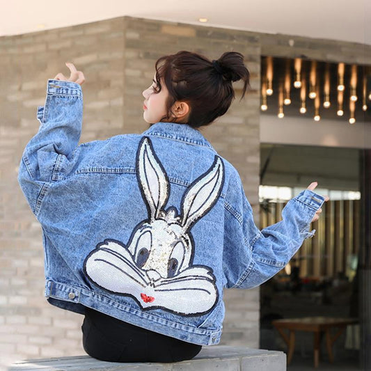 Spring and Autumn Denim Personality Student Jacket Coat Women