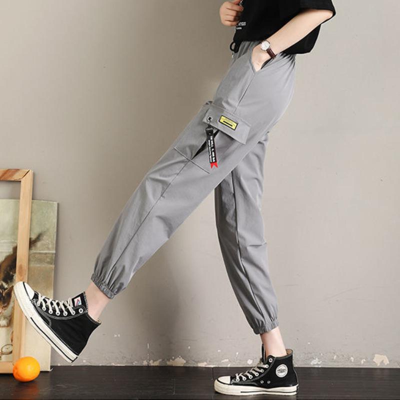 Spring and Autumn Trousers Women's Loose Korean Style Slim High-waist Nine-point Wide-leg Pants Women's Plus Size Casual Pants Women's Trend