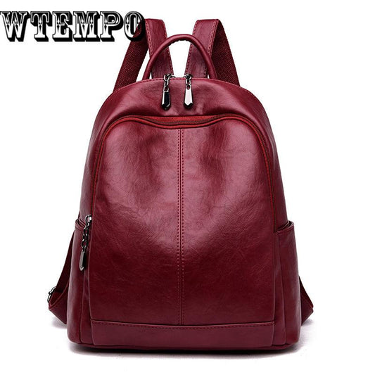 Backpack Women Pu Leather Female Backpacks Teenager School Bags Rucksack