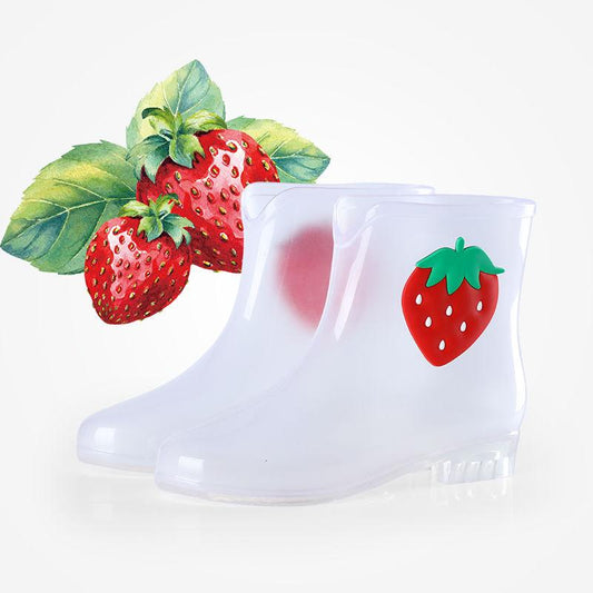 Children's Rain Shoes Water Shoes Non Slip Kids' Solid Color Cartoon Fruit Rain Boots Four Seasons Rubber Rain Boots