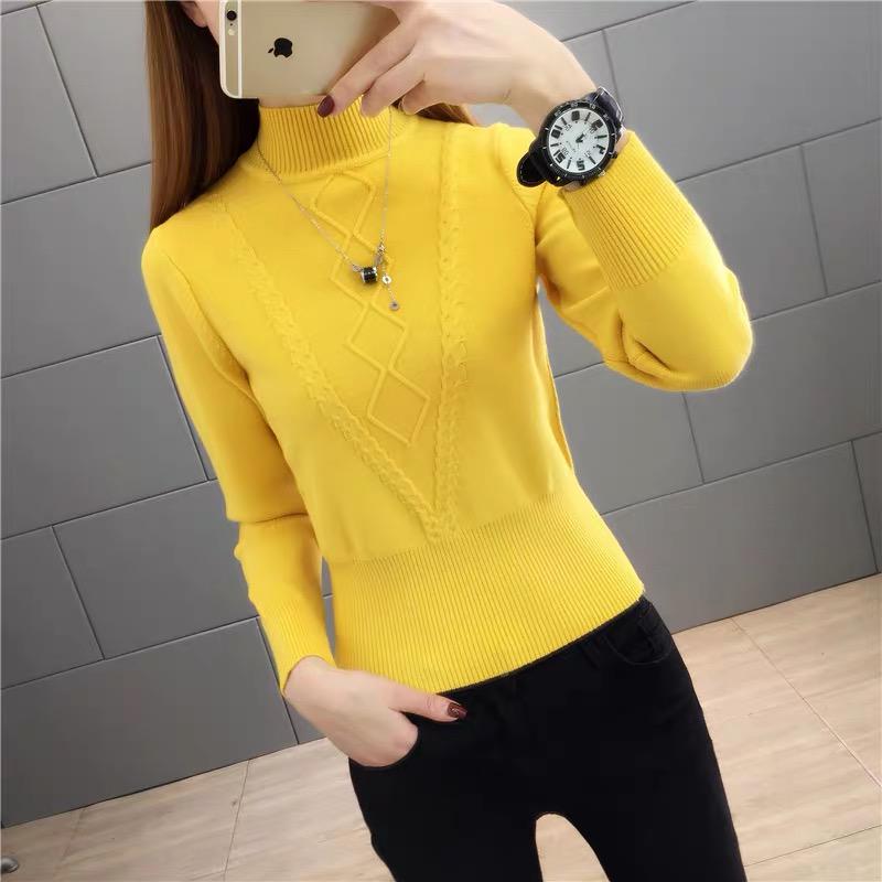 Women Green turtleneck sweater warm winter Casual Soft Slim Femme Elasticity Knitted Pullovers
