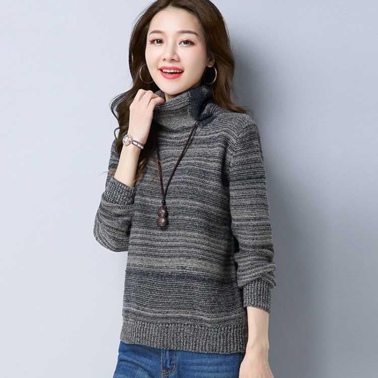 Pofulove Women turtleneck Sweater Pullover Long Sleeve Plus Size loose thick Knit Sweaters Winter
