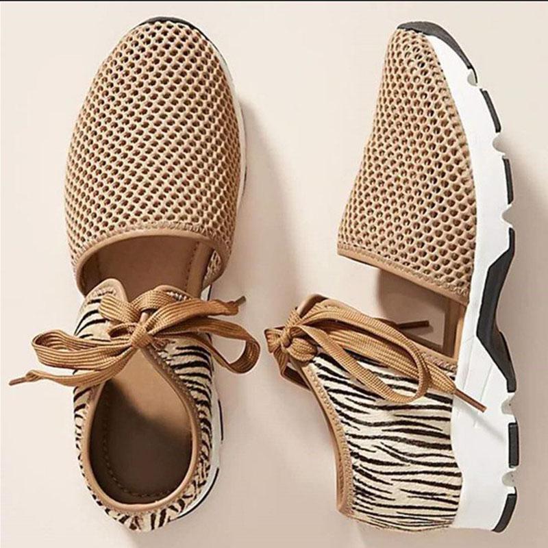 Women Summer mesh Shoes Woman Plus Size Lace Up Breathable Mesh Flat ShoesFootwear