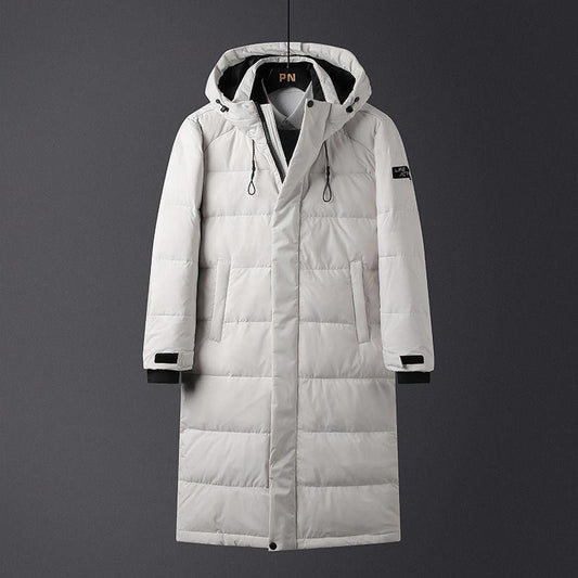 Winter Down Jacket Men's Mid-length Hooded Jacket Over-the-knee Korean Style Loose Thick Couple Winter Jacket Trend