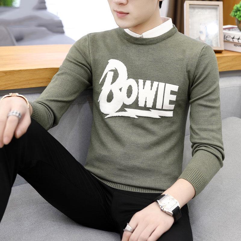 Letter Sweater Men Long Sleeve Pullovers Outwear Man Sweaters Tops Slim Fit Knitting Clothing
