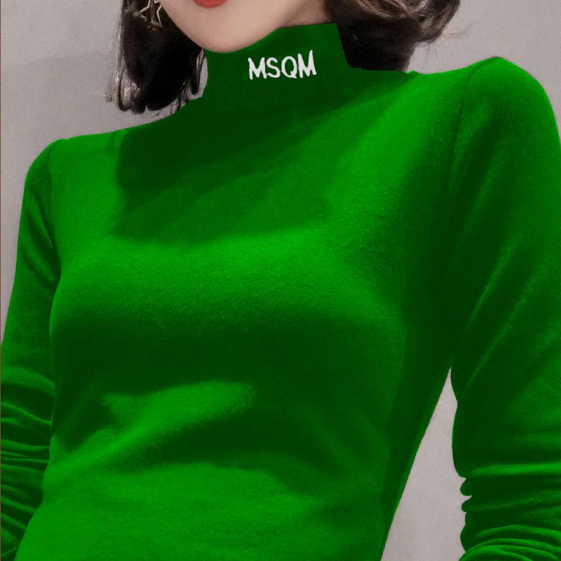 Pofulove Plus Velvet Turtleneck Bottom Shirt Winter Long Sleeve Warm Cotton Korean Slim Fit