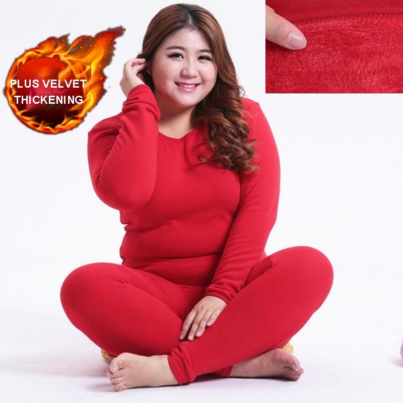 Add Fertilizer To Increase Thermal Underwear Ladies Pajamas Plus Velvet Thick Fat Plus Size Autumn Clothes Long Pants