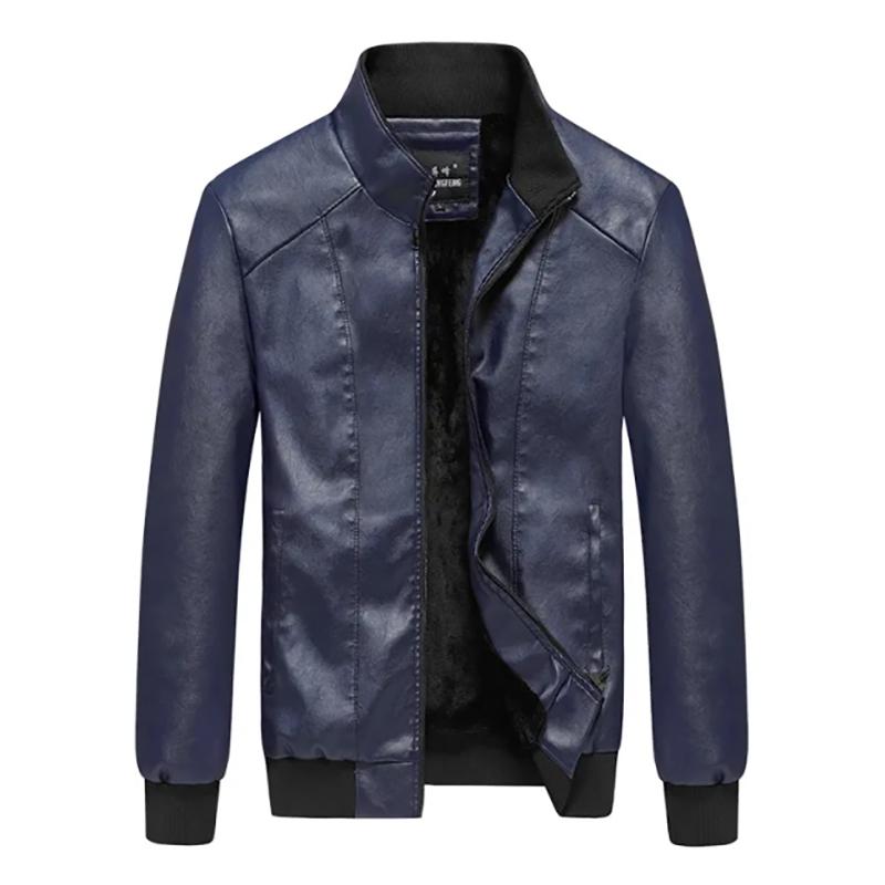 Men's Leather Jacket Plus Velvet Thickening Jacket Handsome Tide Autumn and Winter Young Slim Korean Leather Jacket Men