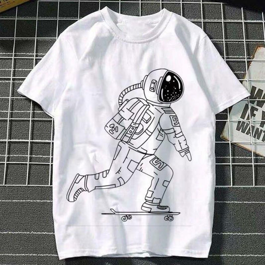 Astronaut Short-sleeved T-shirt Men's Summer Print All-match T-shirt Couple Outfit